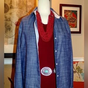 Boho New Mexico Southwestern Mediterranean Red Coral & Gold Tone Beads Necklace